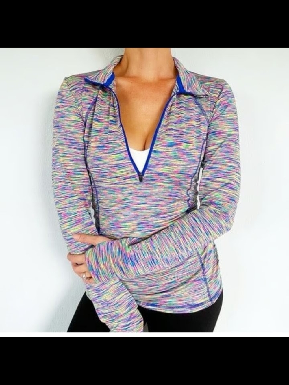 Multicolor Space-Dye Half-Zip Performance Top - Women